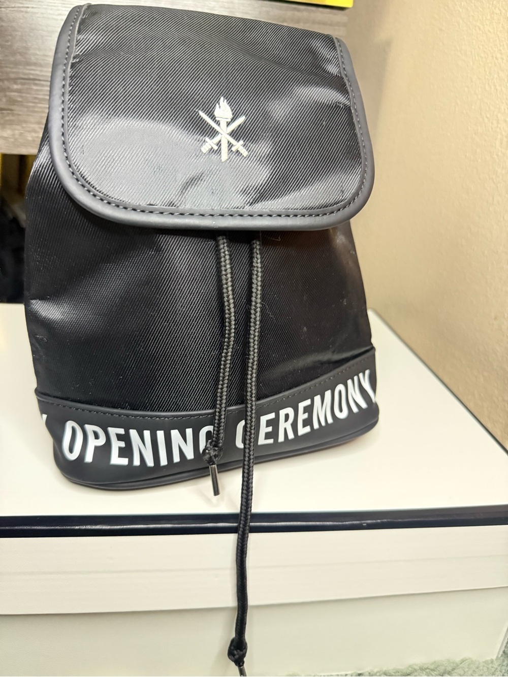 Opening Ceremony Black Logo Drawstring Mini Backpack
